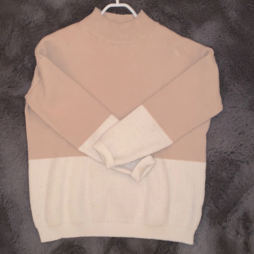 Neutral color block sweater